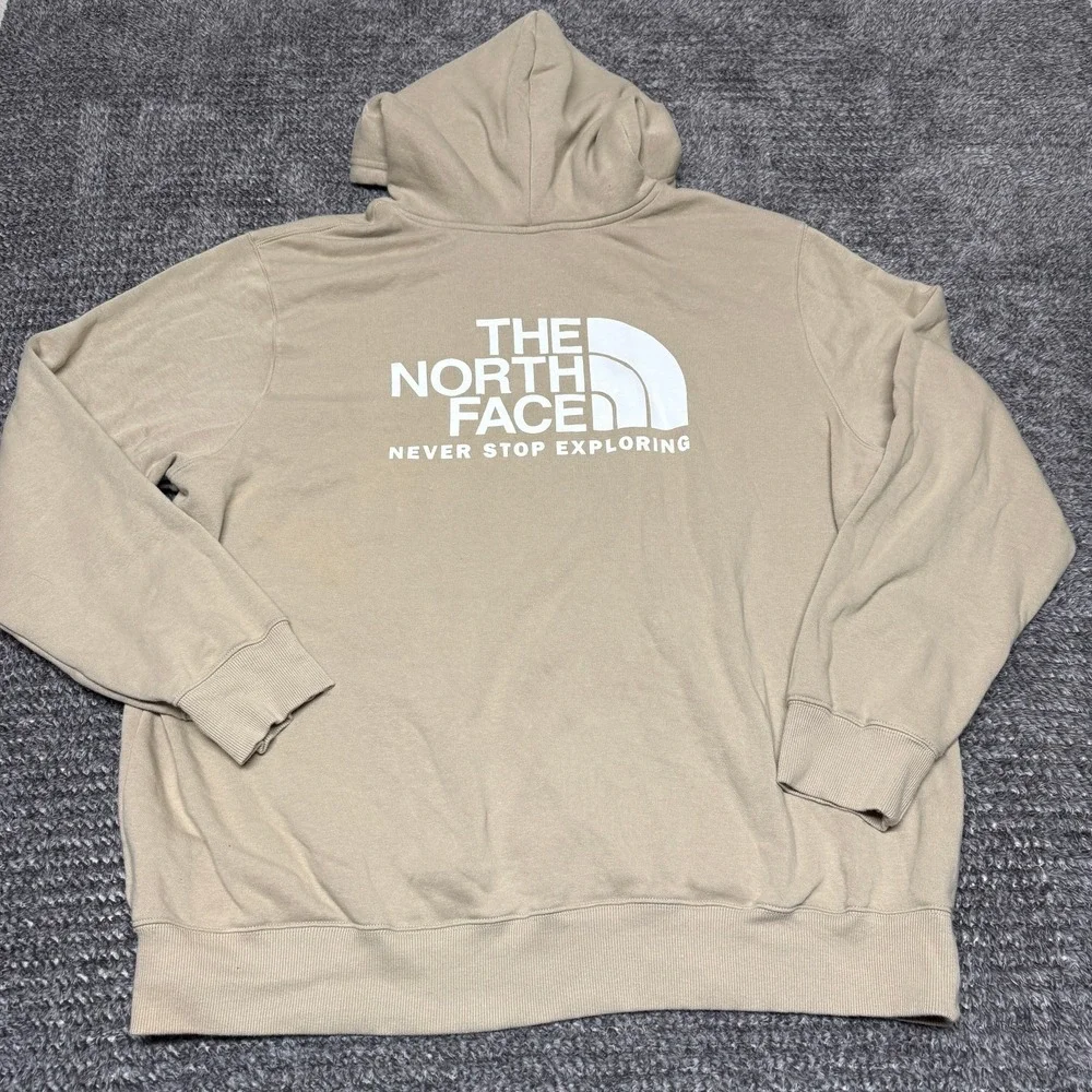 The North Face‎ Mens Hoodie XXL Tan Pullover Fleece Never Stop Exploring